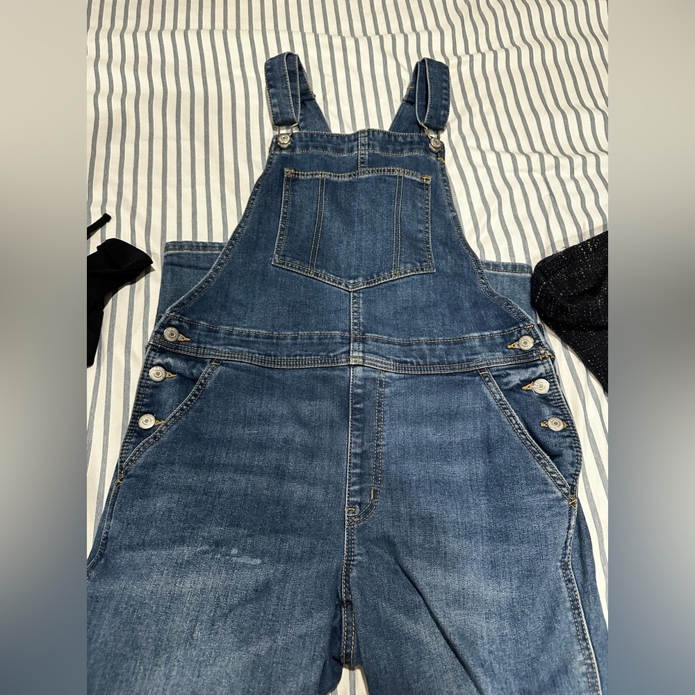 Straight Leg Petite Old Navy Denim Blue Women's Overalls